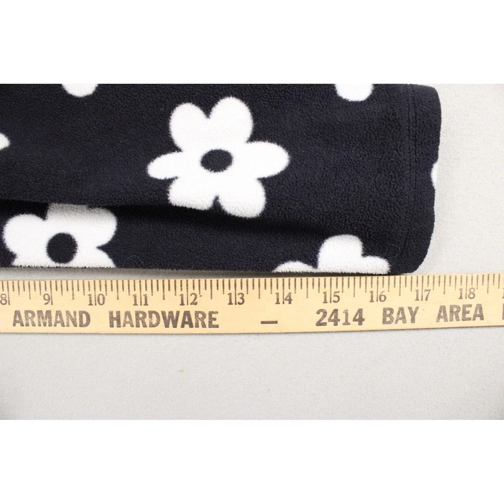 The Childrens Place Fleece Pullover Girls 10/12 Black Daisy Floral Quarter Zip